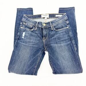 Frame Denim Le Skinny de Jeanne Dark Wash Denim Jeans w Rips LSJ665 Size 23